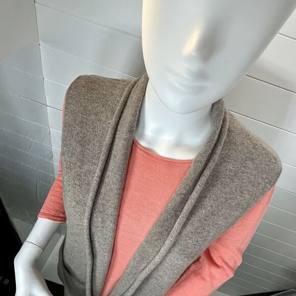 Max Studio Tan 100% Cashmere Shawl Collared Open Cardigan Sweater Size L - Picture 6 of 12